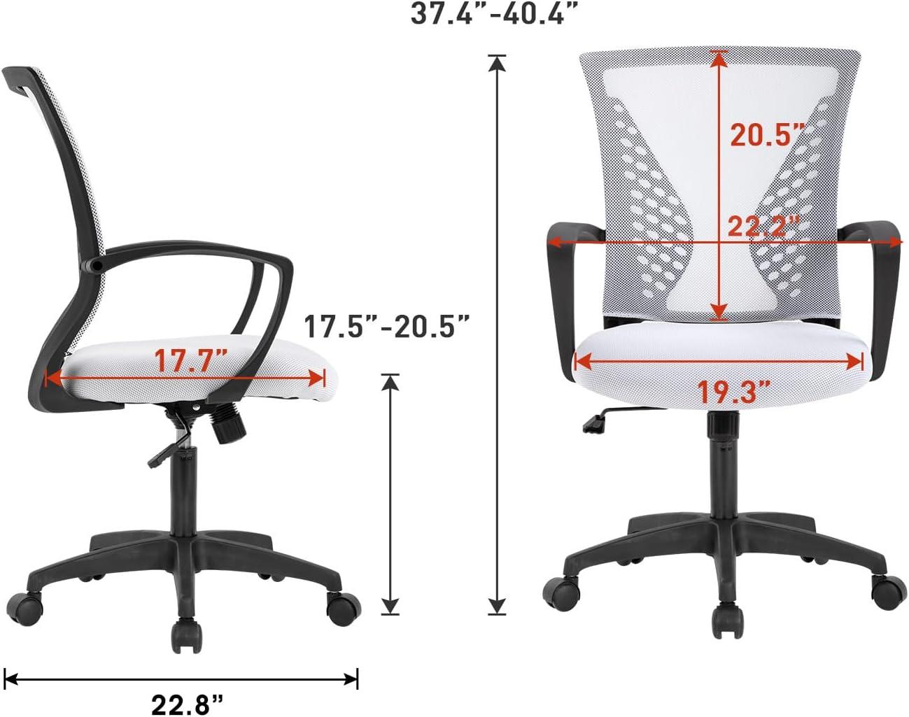 image:imageFDW Home Office Chair Mid Back PC Swivel Lumbar Support Adjustable Desk Task Computer Ergonomic Comfortable Mesh Chair with Armrest BlackWhite