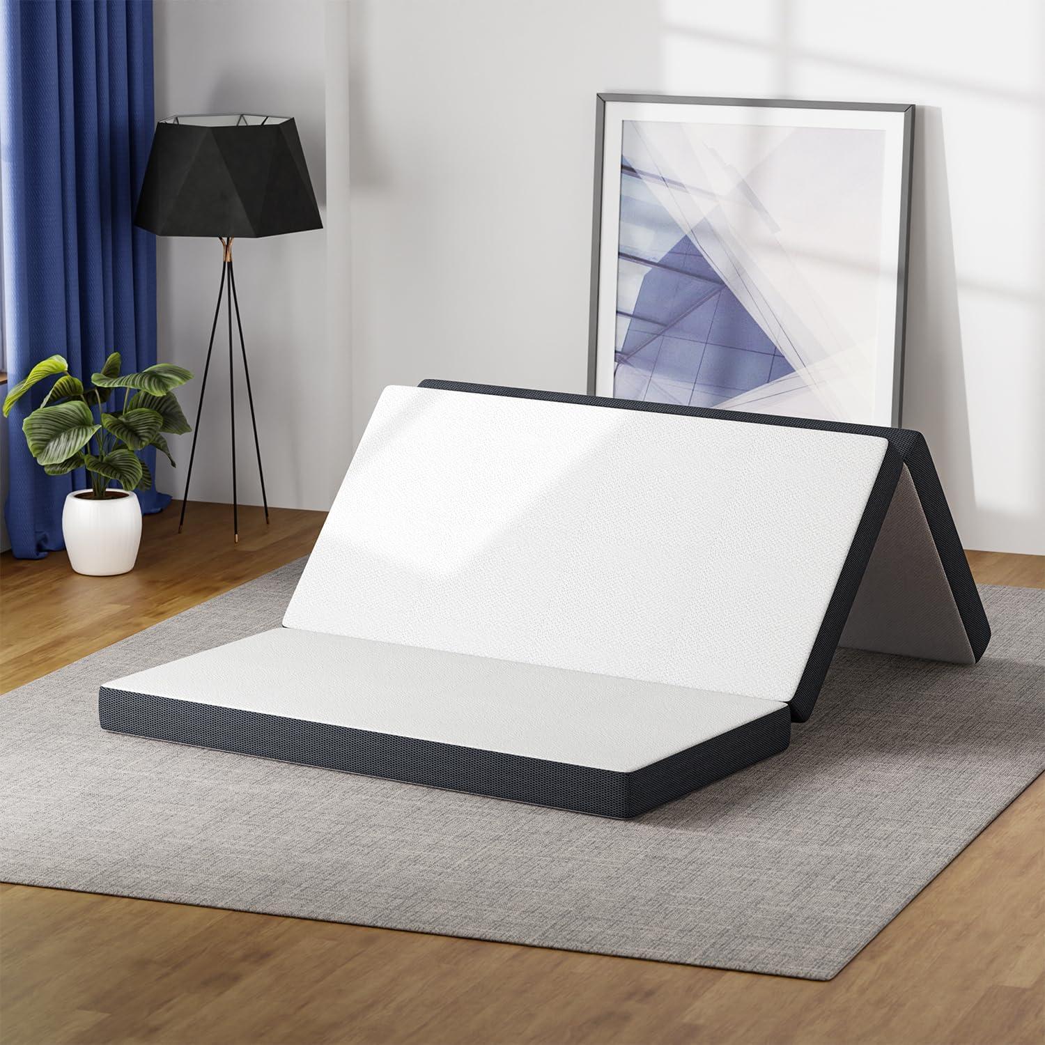 image:imageFDW MattressFoldable Mattress for Kids and AdultsMediumFirm Mattress with a Collapsible and Washable CoverSuitable for RV Travel Camping GuestQueenFull