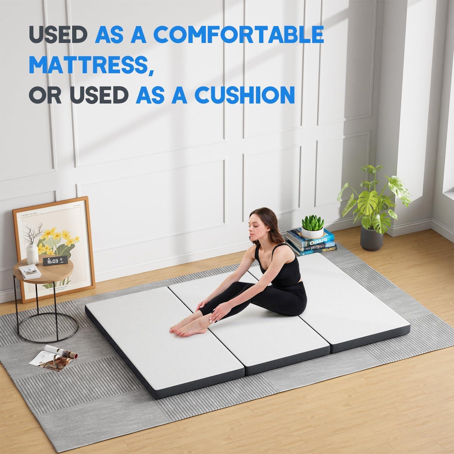 image:imageFDW MattressFoldable Mattress for Kids and AdultsMediumFirm Mattress with a Collapsible and Washable CoverSuitable for RV Travel Camping GuestQueenFull