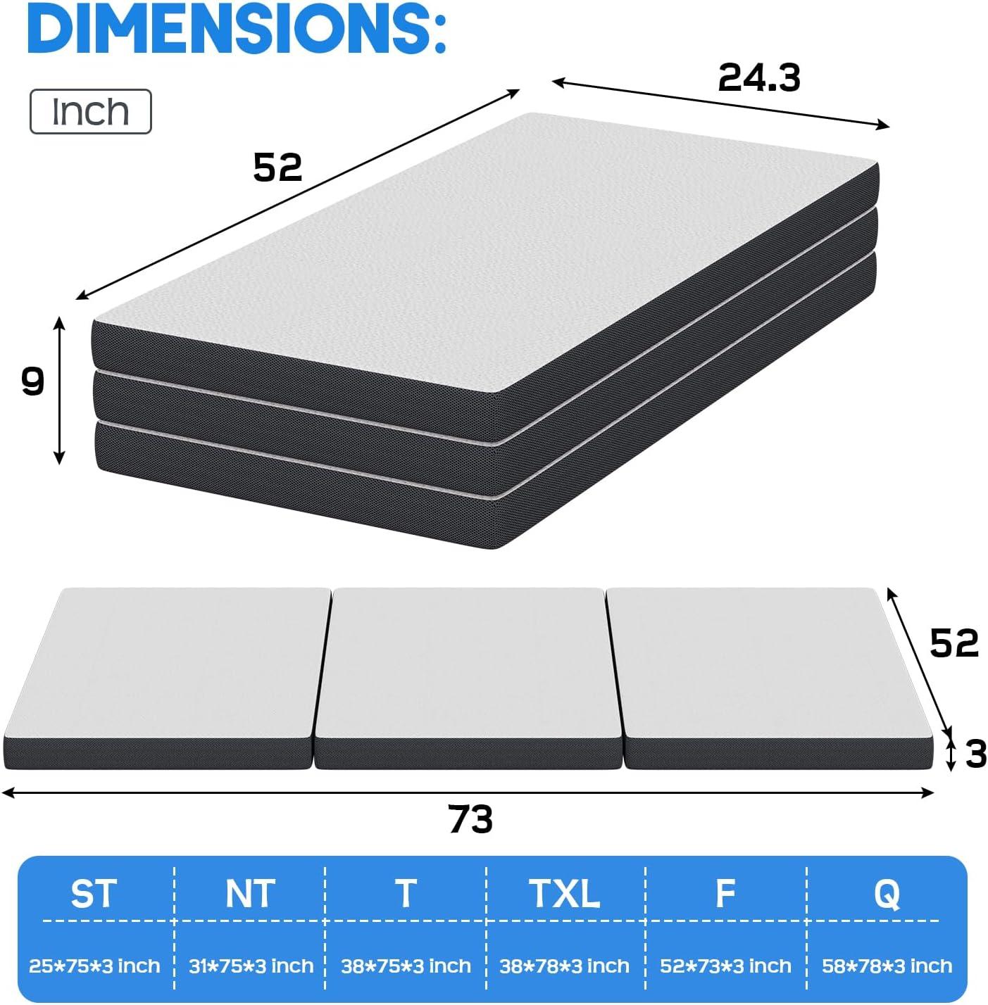 image:imageFDW MattressFoldable Mattress for Kids and AdultsMediumFirm Mattress with a Collapsible and Washable CoverSuitable for RV Travel Camping GuestQueenFull