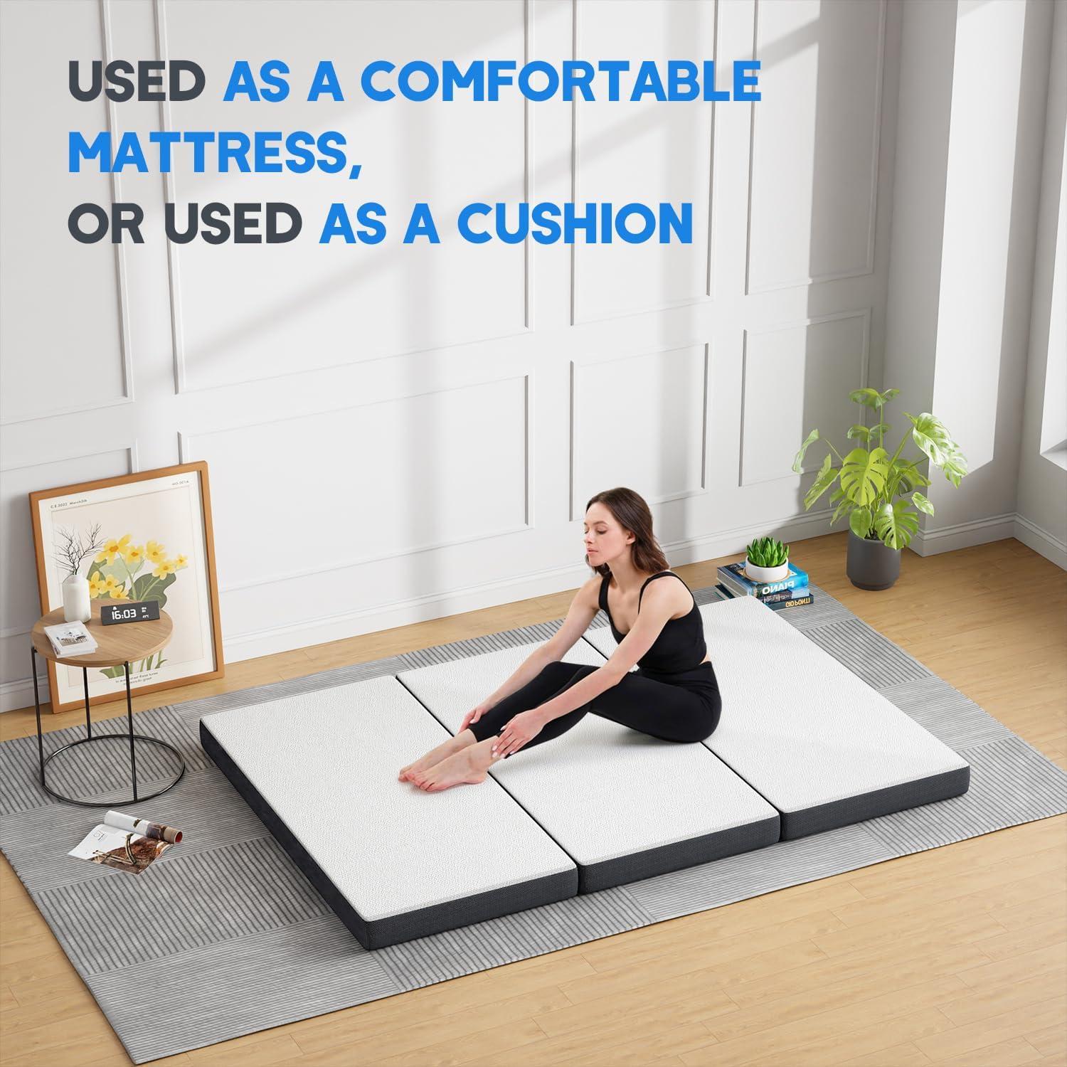 image:imageFDW MattressFoldable Mattress for Kids and AdultsMediumFirm Mattress with a Collapsible and Washable CoverSuitable for RV Travel Camping GuestQueenFull