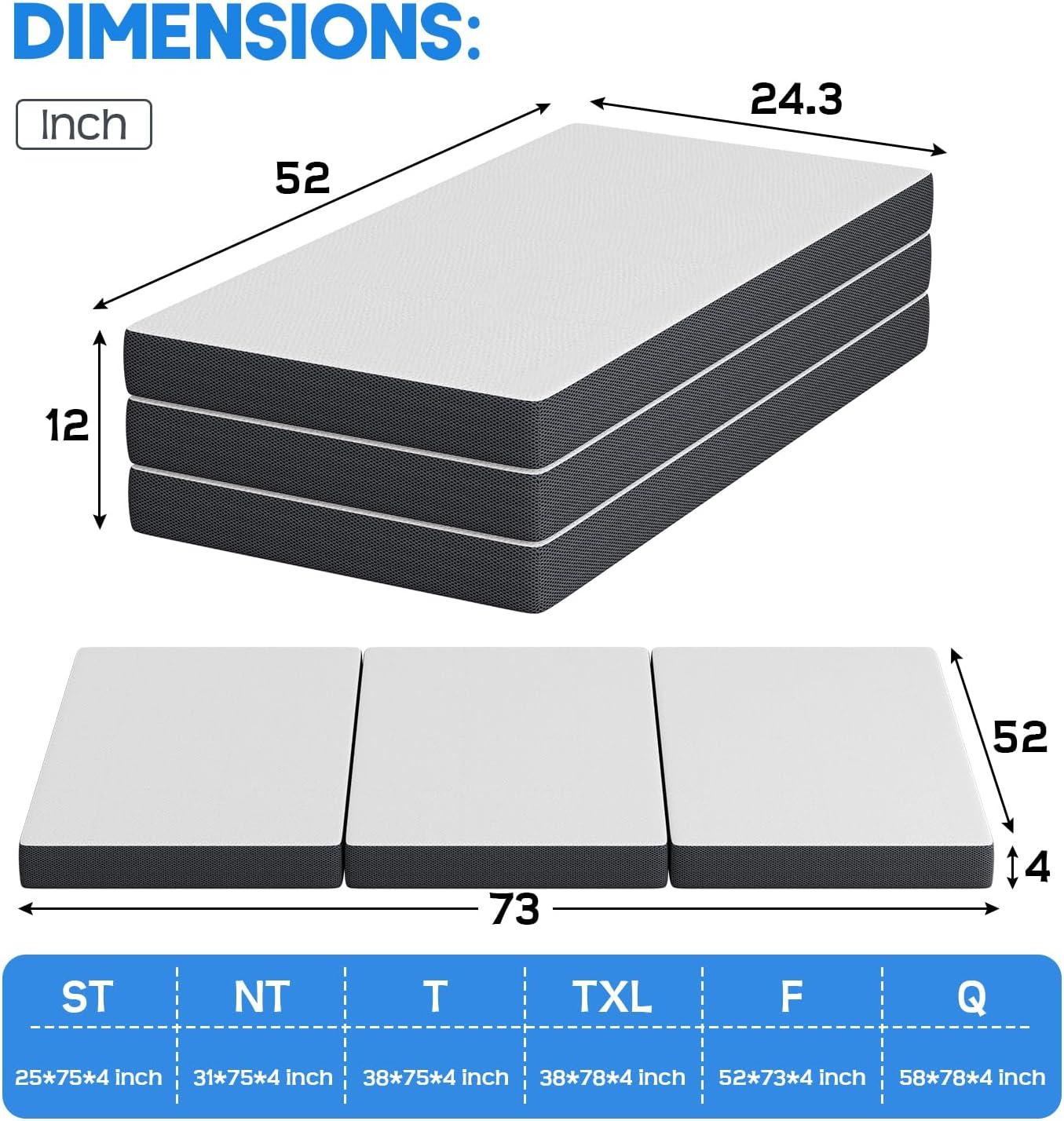 image:imageFDW MattressFoldable Mattress for Kids and AdultsMediumFirm Mattress with a Collapsible and Washable CoverSuitable for RV Travel Camping GuestQueenFull