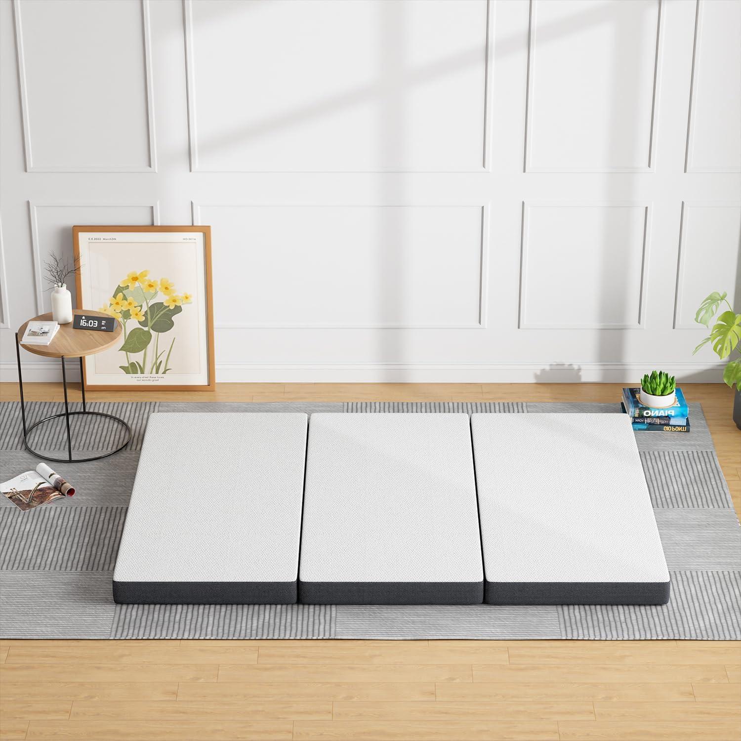 image:imageFDW MattressFoldable Mattress for Kids and AdultsMediumFirm Mattress with a Collapsible and Washable CoverSuitable for RV Travel Camping GuestQueenFull