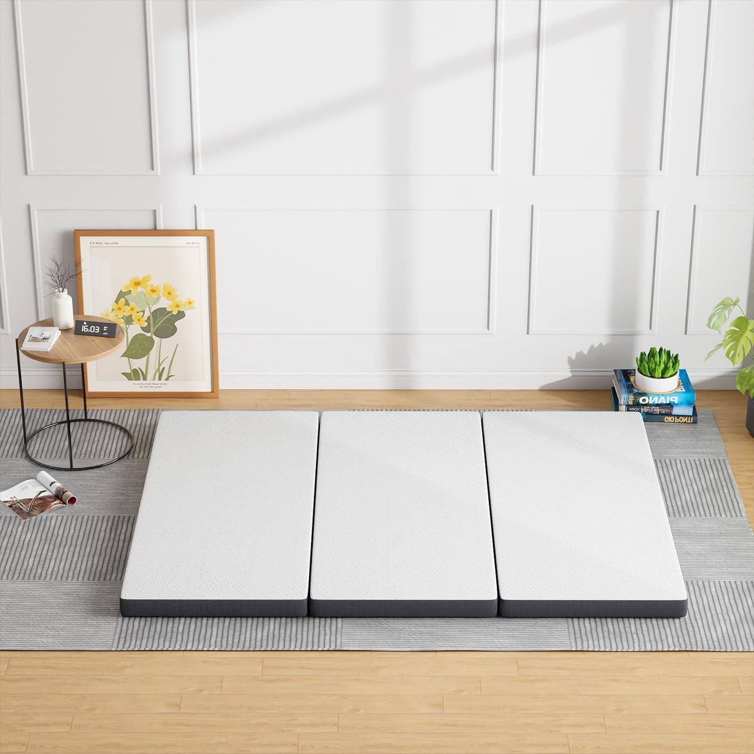 image:imageFDW MattressFoldable Mattress for Kids and AdultsMediumFirm Mattress with a Collapsible and Washable CoverSuitable for RV Travel Camping GuestQueenQueen