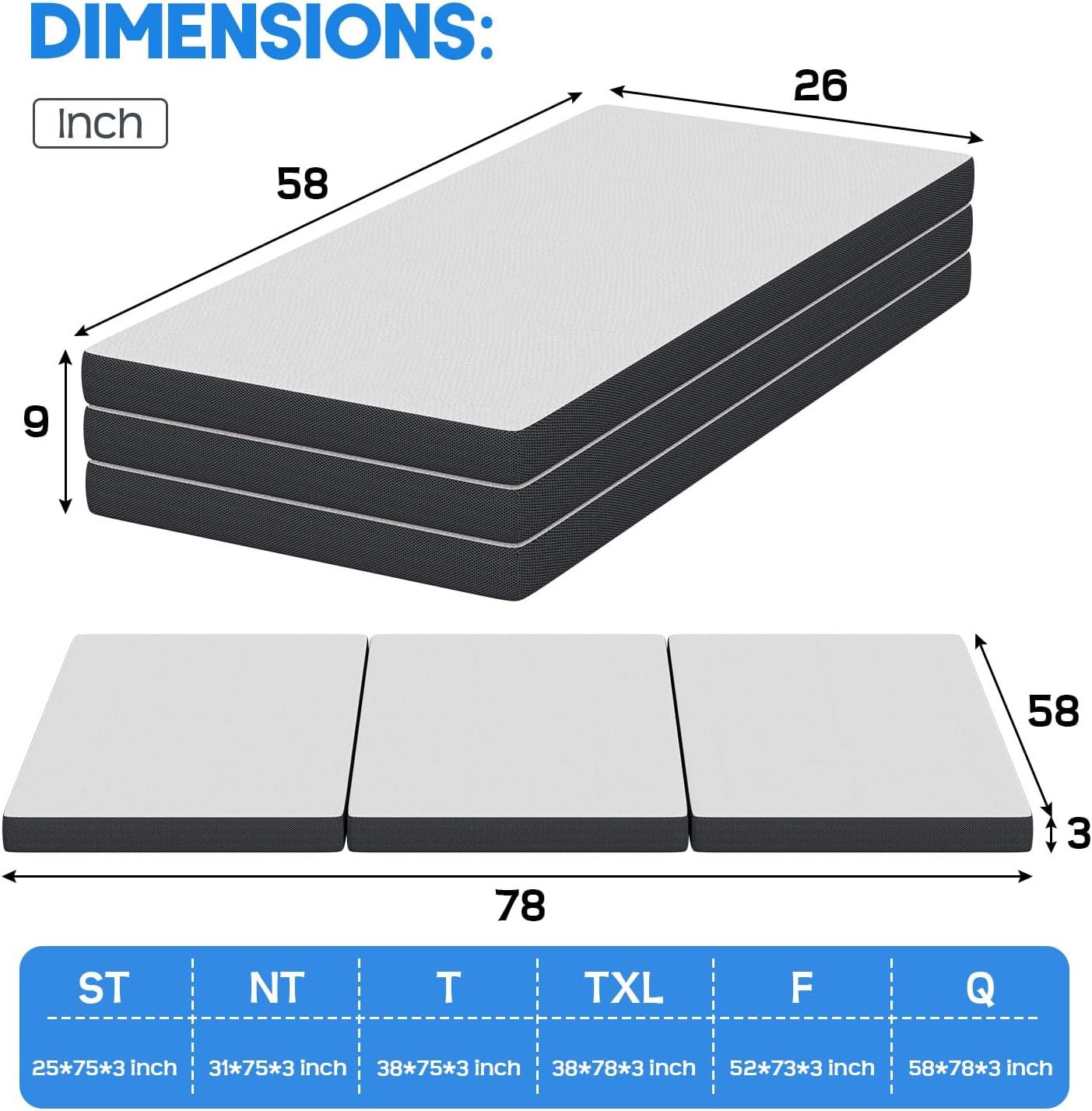 image:imageFDW MattressFoldable Mattress for Kids and AdultsMediumFirm Mattress with a Collapsible and Washable CoverSuitable for RV Travel Camping GuestQueenQueen