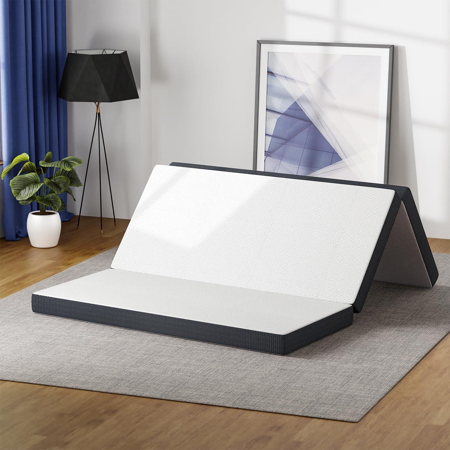 image:imageFDW MattressFoldable Mattress for Kids and AdultsMediumFirm Mattress with a Collapsible and Washable CoverSuitable for RV Travel Camping GuestQueenQueen