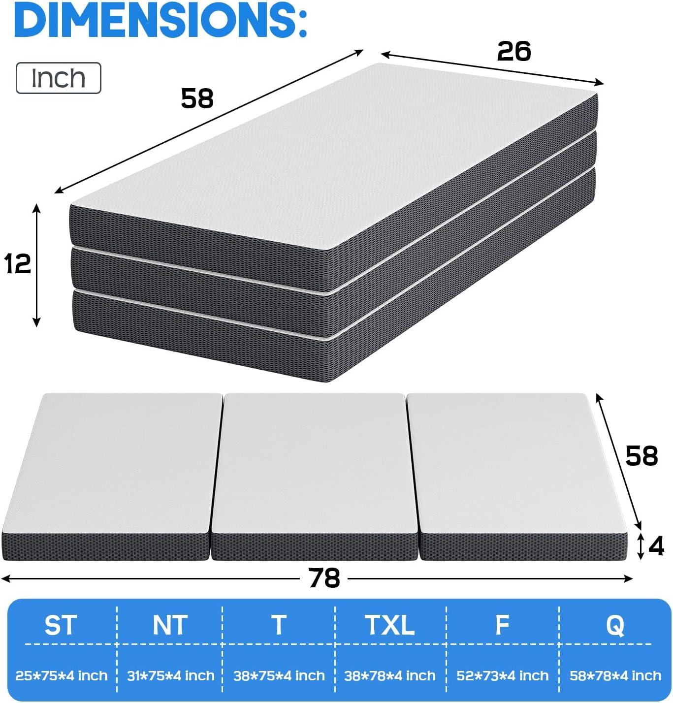 image:imageFDW MattressFoldable Mattress for Kids and AdultsMediumFirm Mattress with a Collapsible and Washable CoverSuitable for RV Travel Camping GuestQueenQueen