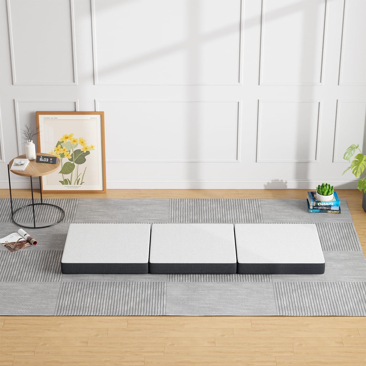 image:imageFDW MattressFoldable Mattress for Kids and AdultsMediumFirm Mattress with a Collapsible and Washable CoverSuitable for RV Travel Camping GuestQueenTw
