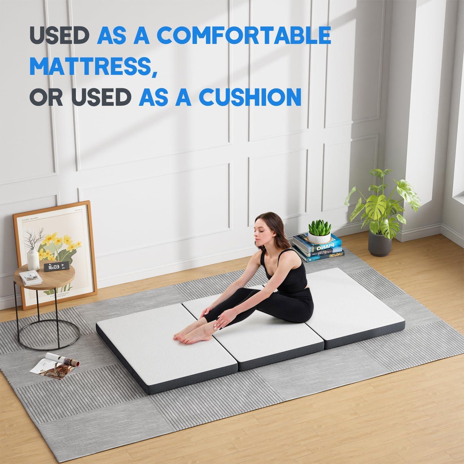 image:imageFDW MattressFoldable Mattress for Kids and AdultsMediumFirm Mattress with a Collapsible and Washable CoverSuitable for RV Travel Camping GuestQueenTw