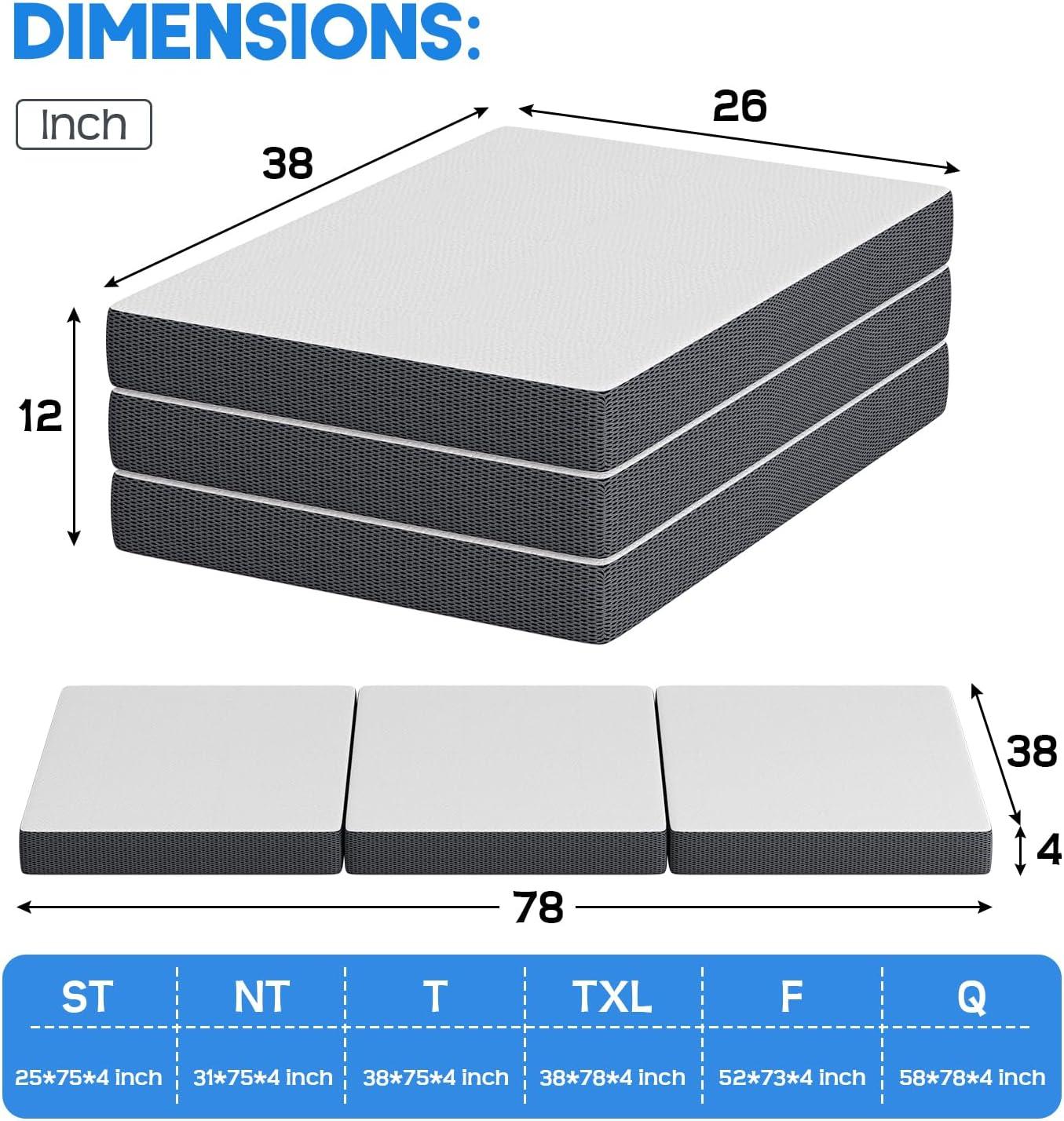 image:imageFDW MattressFoldable Mattress for Kids and AdultsMediumFirm Mattress with a Collapsible and Washable CoverSuitable for RV Travel Camping GuestQueenTwin XL