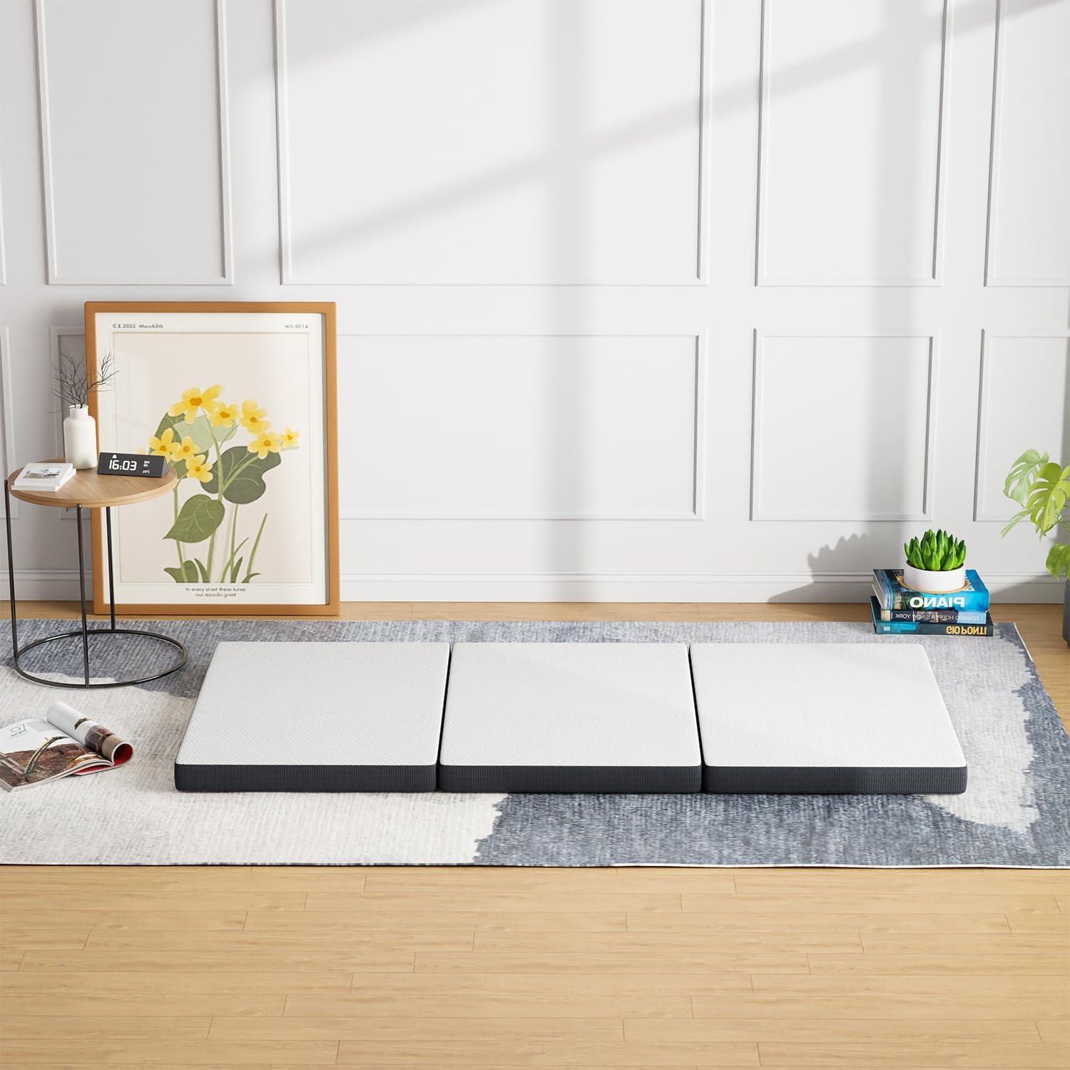 image:imageFDW MattressFoldable Mattress for Kids and AdultsMediumFirm Mattress with a Collapsible and Washable CoverSuitable for RV Travel Camping GuestQueenTwin XL