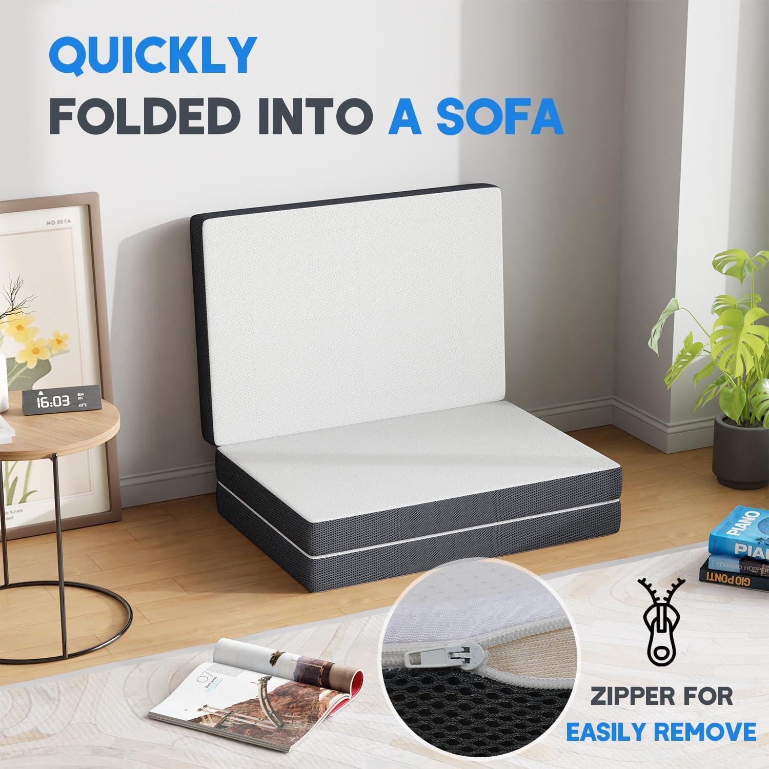 image:imageFDW MattressFoldable Mattress for Kids and AdultsMediumFirm Mattress with a Collapsible and Washable CoverSuitable for RV Travel Camping GuestQueenTwin XL