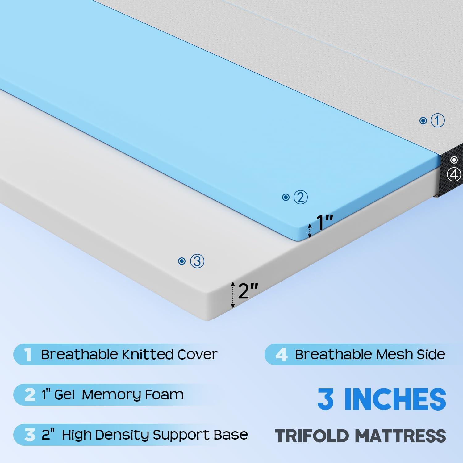 image:imageFDW MattressFoldable Mattress for Kids and AdultsMediumFirm Mattress with a Collapsible and Washable CoverSuitable for RV Travel Camping GuestQueenTwin XL