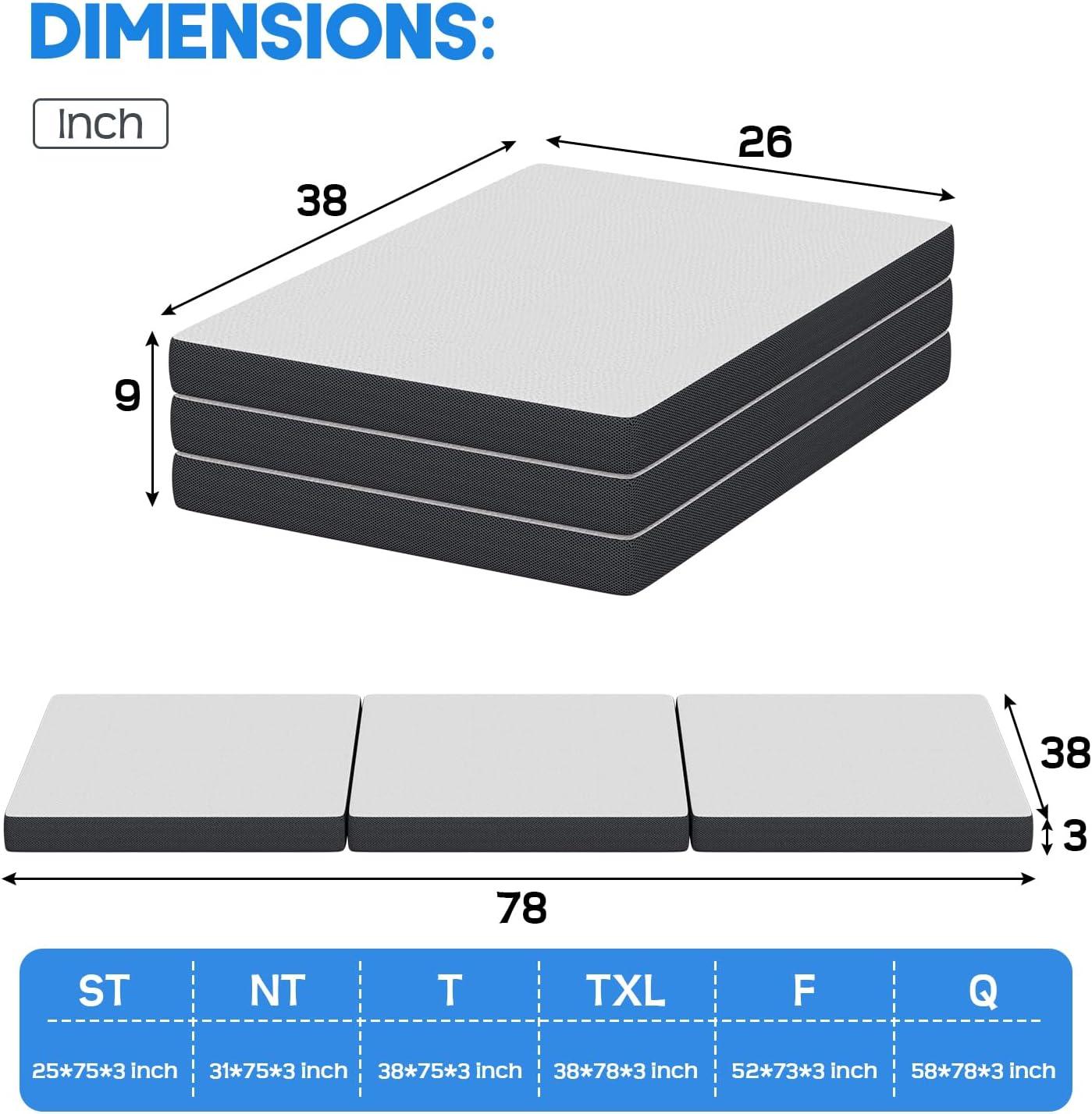 image:imageFDW MattressFoldable Mattress for Kids and AdultsMediumFirm Mattress with a Collapsible and Washable CoverSuitable for RV Travel Camping GuestQueenTwin XL