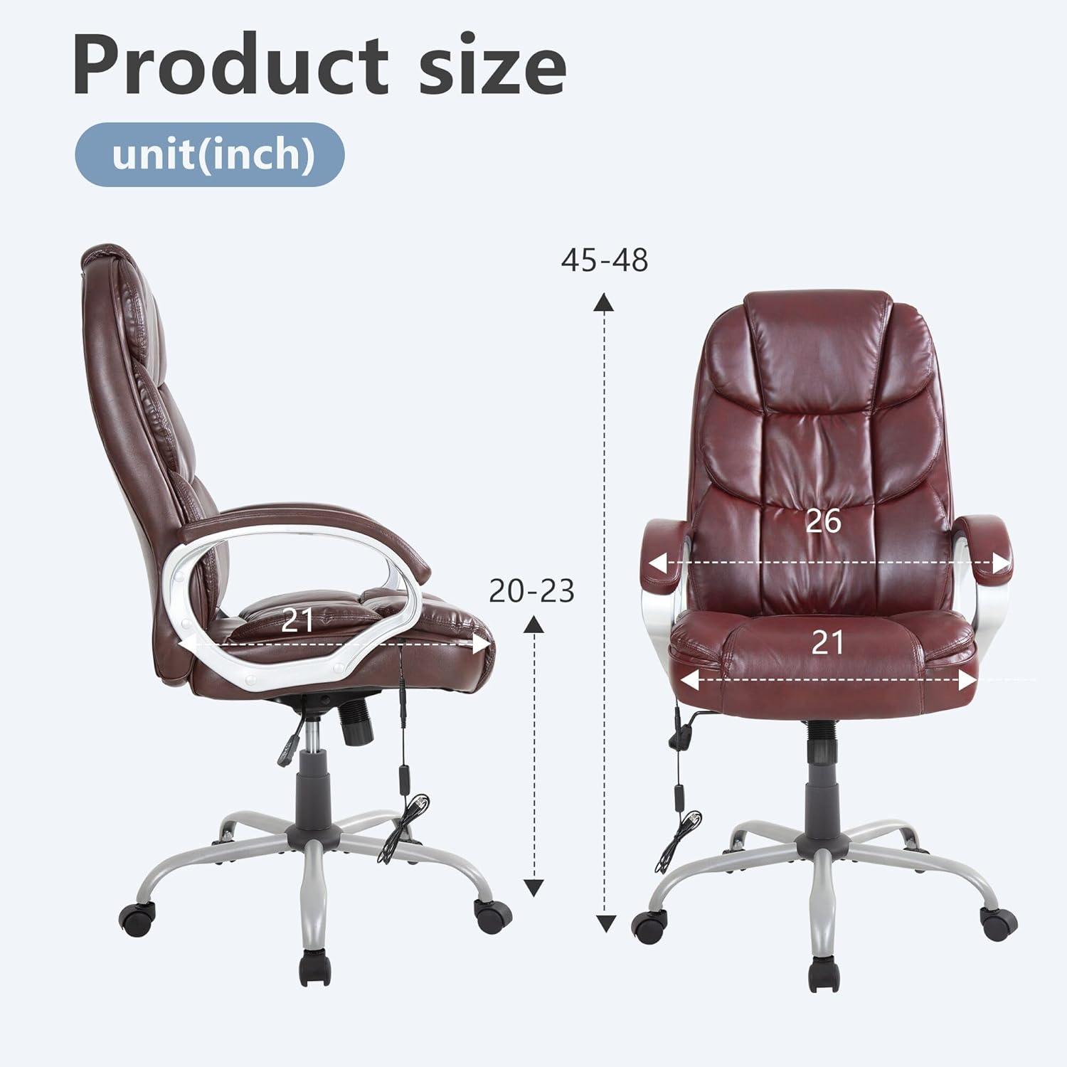 image:imageFDW Office Chair Computer High Back Adjustable Ergonomic Desk Chair Executive PU Leather Swivel Task Chair with Armrests Lumbar Support BlackBrown