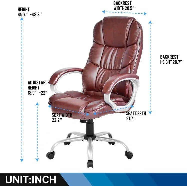 image:imageFDW Office Chair Computer High Back Adjustable Ergonomic Desk Chair Executive PU Leather Swivel Task Chair with Armrests Lumbar Support BlackBrown