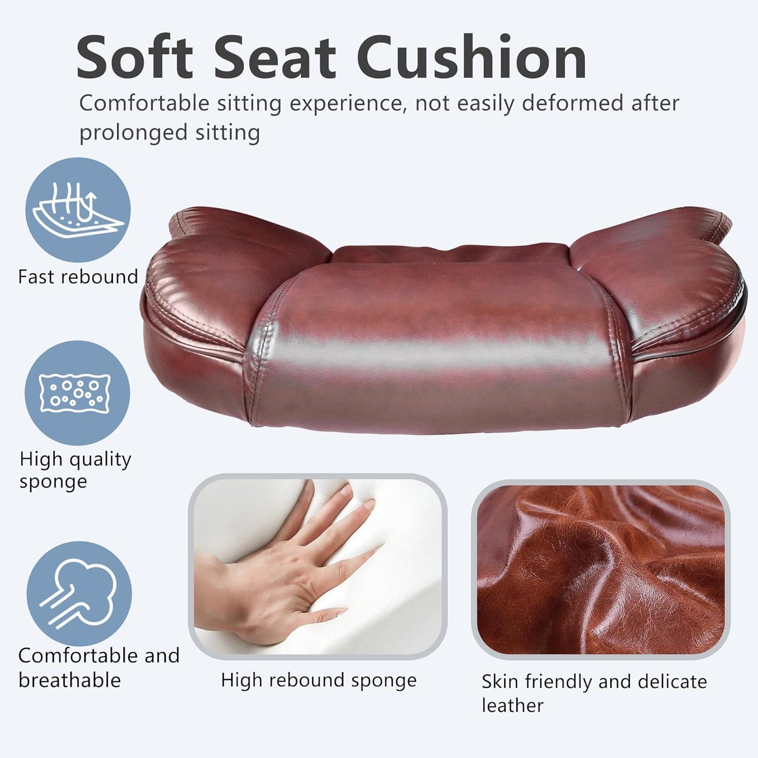 image:imageFDW Office Chair Computer High Back Adjustable Ergonomic Desk Chair Executive PU Leather Swivel Task Chair with Armrests Lumbar Support BlackBrown