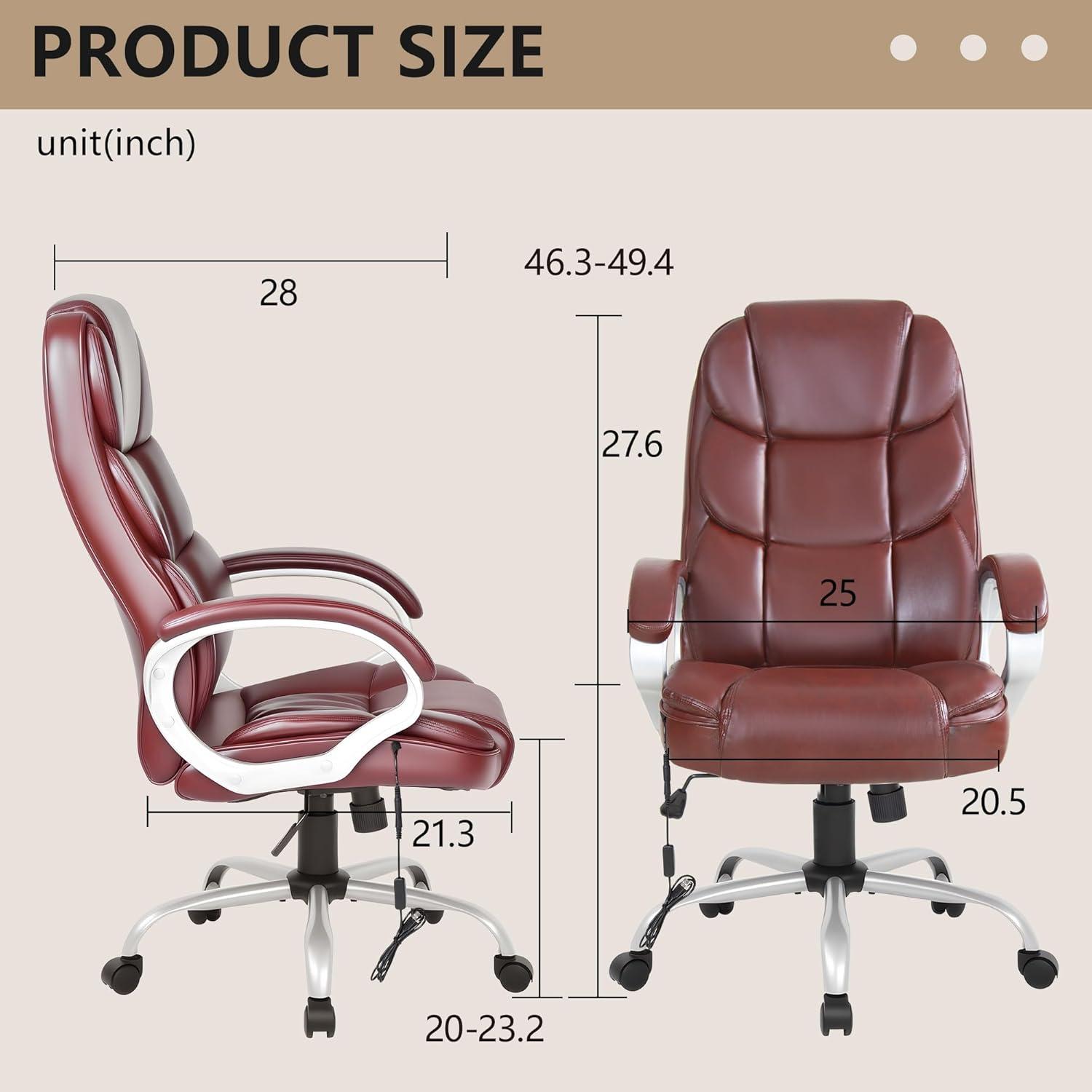 image:imageFDW Office Chair Computer High Back Adjustable Ergonomic Desk Chair Executive PU Leather Swivel Task Chair with Armrests Lumbar Support BlackDark Brown