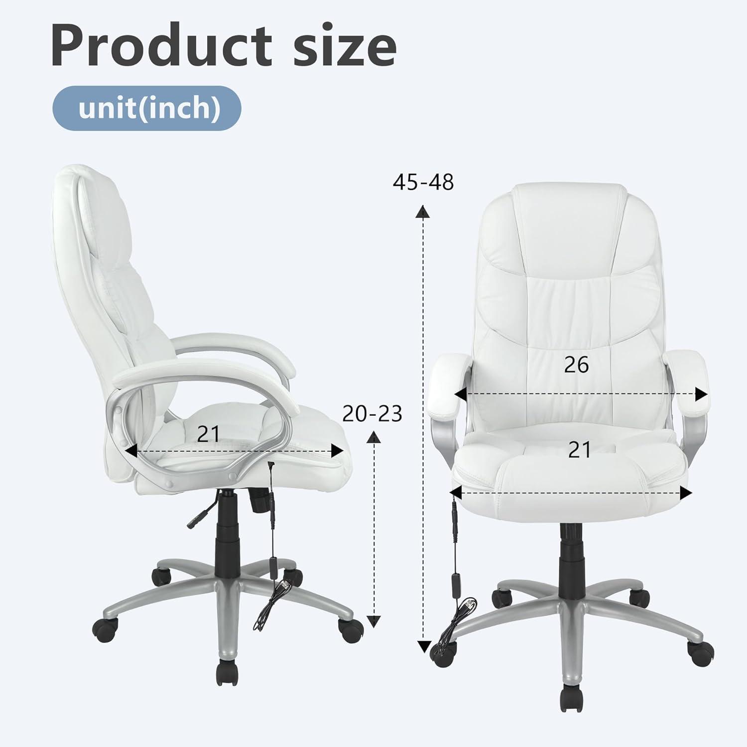 image:imageFDW Office Chair Computer High Back Adjustable Ergonomic Desk Chair Executive PU Leather Swivel Task Chair with Armrests Lumbar Support BlackWhite