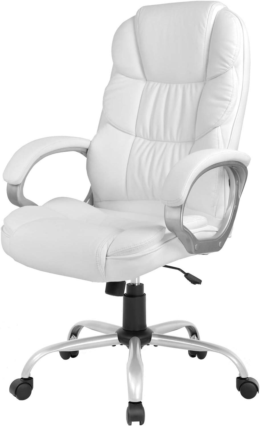 image:imageFDW Office Chair Computer High Back Adjustable Ergonomic Desk Chair Executive PU Leather Swivel Task Chair with Armrests Lumbar Support BlackWhite