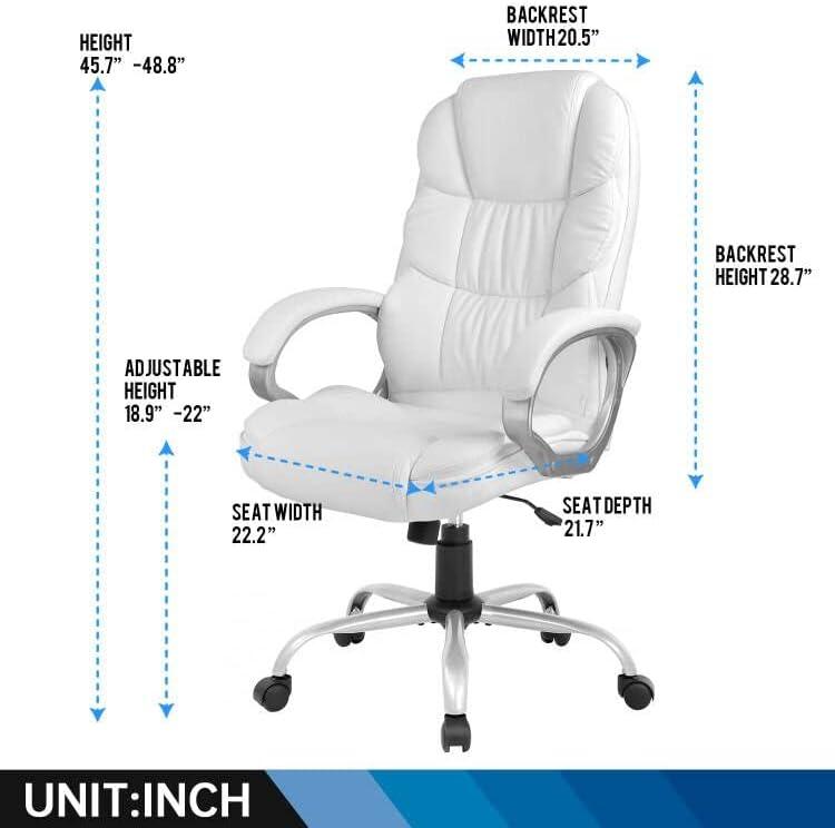 image:imageFDW Office Chair Computer High Back Adjustable Ergonomic Desk Chair Executive PU Leather Swivel Task Chair with Armrests Lumbar Support BlackWhite