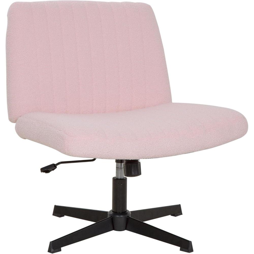 image:imageFDW Criss Cross Chair Armless Cross Legged Office Desk Chair Adjustable Swivel Ergonomic Gaming Chair No Wheels Backrest with Wide Seat Native Sponge Computer Task Vanity Chair for Home OfficeBluePink
