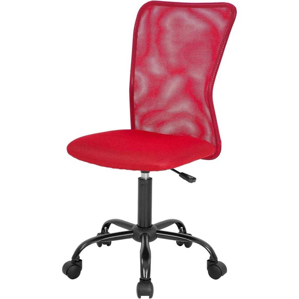 image:imageFDW Home Office Chair Mid Back Mesh Desk Chair Armless Computer Ergonomic Task Rolling Swivel Chair Back Support Adjustable Modern with Lumbar SupportBlueRed