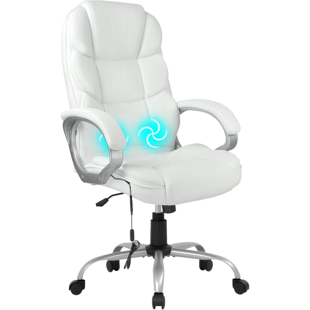 image:imageFDW Office Chair Computer High Back Adjustable Ergonomic Desk Chair Executive PU Leather Swivel Task Chair with Armrests Lumbar Support BlackBeige