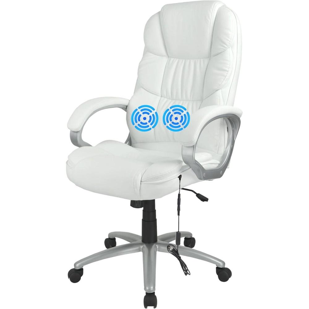 image:imageFDW Office Chair Computer High Back Adjustable Ergonomic Desk Chair Executive PU Leather Swivel Task Chair with Armrests Lumbar Support BlackWhite