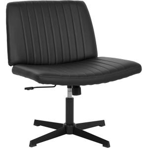 FDW Criss Cross Chair Armless Cross Legged Office Desk Chair Adjustable Swivel Ergonomic Desk Chair No Wheels U Shaped Backrest with Wide Seat Native Sponge Computer Task Vanity Chair for Home Office