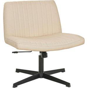 FDW Criss Cross Chair Armless Cross Legged Office Desk Chair Adjustable Swivel Ergonomic Gaming Chair No Wheels Backrest with Wide Seat Native Sponge Computer Task Vanity Chair for Home Office,Blue(Beige)