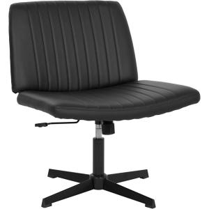 FDW Criss Cross Chair Armless Cross Legged Office Desk Chair Adjustable Swivel Ergonomic Gaming Chair No Wheels Backrest with Wide Seat Native Sponge Computer Task Vanity Chair for Home Office,Blue(Black)