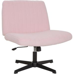 FDW Criss Cross Chair Armless Cross Legged Office Desk Chair Adjustable Swivel Ergonomic Gaming Chair No Wheels Backrest with Wide Seat Native Sponge Computer Task Vanity Chair for Home Office,Blue(Pink)