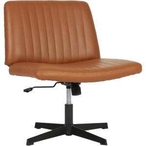 FDW Criss Cross Chair Armless Cross Legged Office Desk Chair Adjustable Swivel Ergonomic Gaming Chair No Wheels Backrest with Wide Seat Native Sponge Computer Task Vanity Chair for Home Office,Blue(Brown)