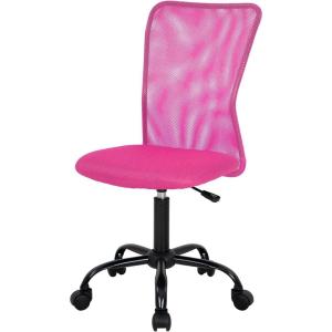 FDW Home Office Chair Mid Back Mesh Desk Chair Armless Computer Ergonomic Task Rolling Swivel Chair Back Support Adjustable Modern with Lumbar Support,Blue(Pink)