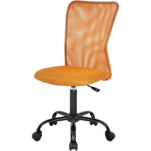 FDW Home Office Chair Mid Back Mesh Desk Chair Armless Computer Ergonomic Task Rolling Swivel Chair Back Support Adjustable Modern with Lumbar Support,Blue(Orange)