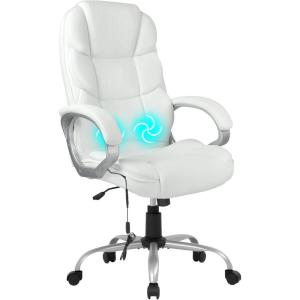 FDW Office Chair Computer High Back Adjustable Ergonomic Desk Chair Executive PU Leather Swivel Task Chair with Armrests Lumbar Support (Black)(Beige)