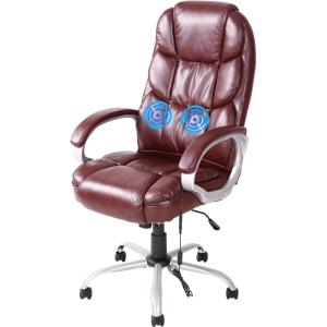 FDW Office Chair Computer High Back Adjustable Ergonomic Desk Chair Executive PU Leather Swivel Task Chair with Armrests Lumbar Support (Black)(Brown)