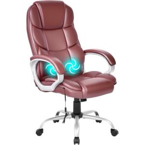 FDW Office Chair Computer High Back Adjustable Ergonomic Desk Chair Executive PU Leather Swivel Task Chair with Armrests Lumbar Support (Black)(Dark Brown)