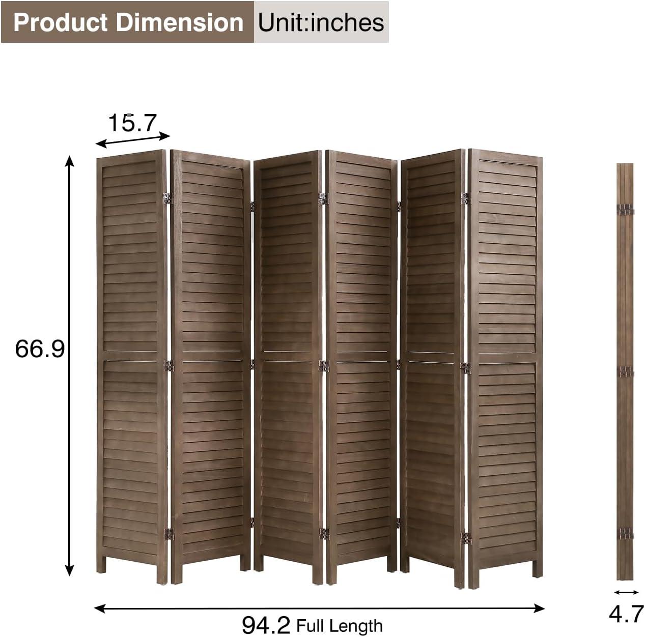 image:image3 Panel Wood Room Divider 43 Ft Tall Privacy Wall Divider 677 x 169 Each Panel Folding Wood Screen for Home Office Bedroom Restaurant BrownBrown