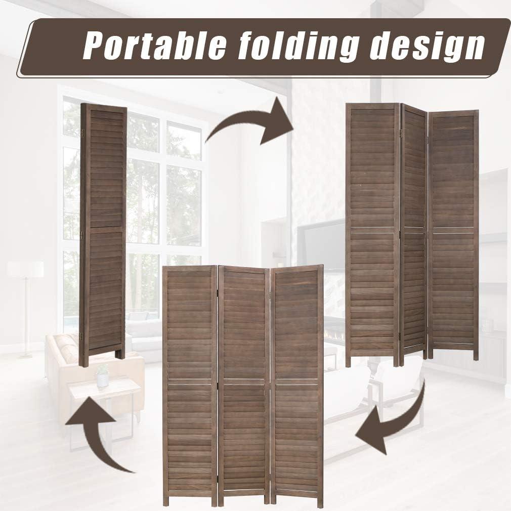 image:image3 Panel Wood Room Divider 43 Ft Tall Privacy Wall Divider 677 x 169 Each Panel Folding Wood Screen for Home Office Bedroom Restaurant BrownBrown