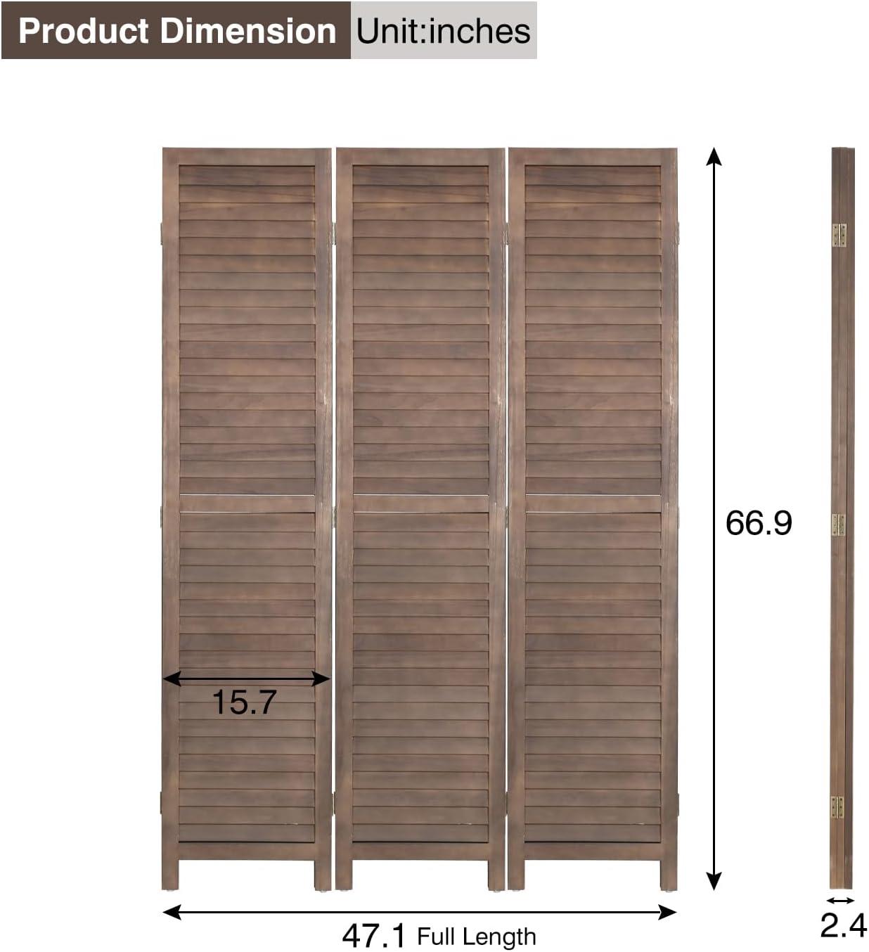 image:image3 Panel Wood Room Divider 43 Ft Tall Privacy Wall Divider 677 x 169 Each Panel Folding Wood Screen for Home Office Bedroom Restaurant BrownBrown