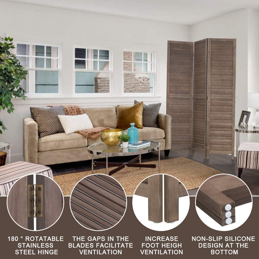image:image3 Panel Wood Room Divider 43 Ft Tall Privacy Wall Divider 677 x 169 Each Panel Folding Wood Screen for Home Office Bedroom Restaurant BrownBrown