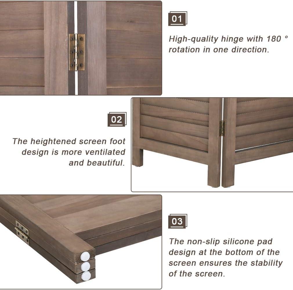 image:image3 Panel Wood Room Divider 43 Ft Tall Privacy Wall Divider 677 x 169 Each Panel Folding Wood Screen for Home Office Bedroom Restaurant BrownBrown