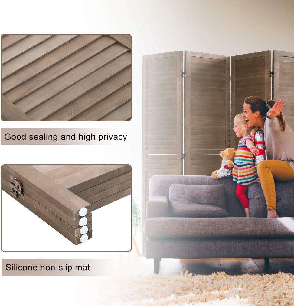 image:image3 Panel Wood Room Divider 43 Ft Tall Privacy Wall Divider 677 x 169 Each Panel Folding Wood Screen for Home Office Bedroom Restaurant BrownBrown
