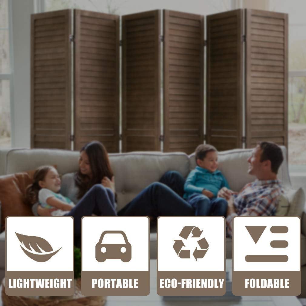 image:image3 Panel Wood Room Divider 43 Ft Tall Privacy Wall Divider 677 x 169 Each Panel Folding Wood Screen for Home Office Bedroom Restaurant BrownBrown