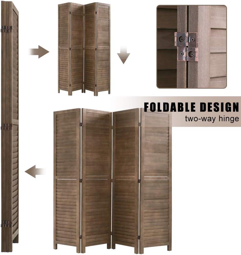 image:image3 Panel Wood Room Divider 43 Ft Tall Privacy Wall Divider 677 x 169 Each Panel Folding Wood Screen for Home Office Bedroom Restaurant BrownBrown