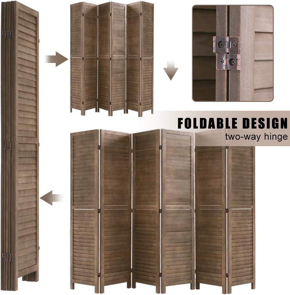 image:image3 Panel Wood Room Divider 43 Ft Tall Privacy Wall Divider 677 x 169 Each Panel Folding Wood Screen for Home Office Bedroom Restaurant BrownBrown
