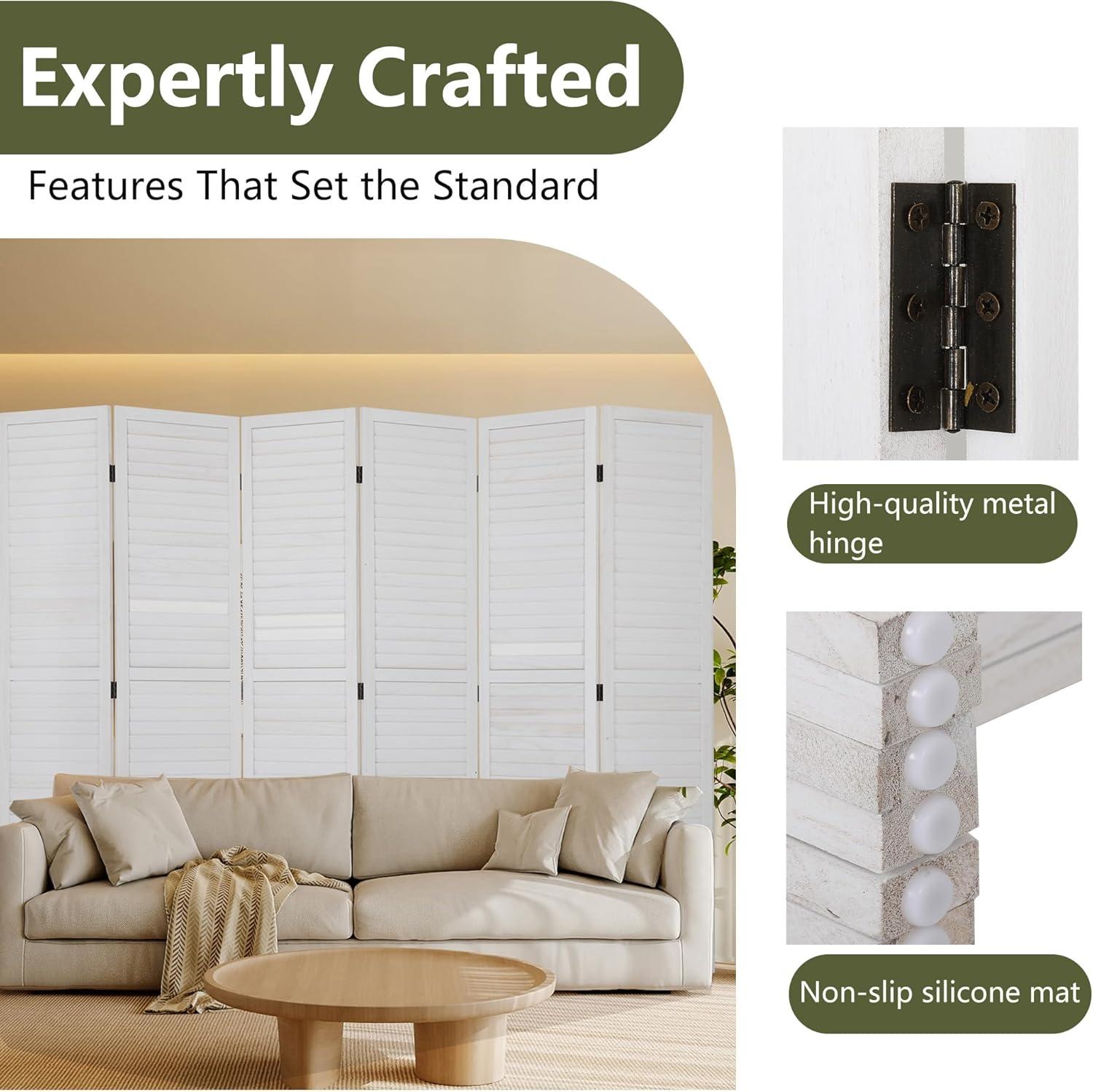 image:image3 Panel Wood Room Divider 43 Ft Tall Privacy Wall Divider 677 x 169 Each Panel Folding Wood Screen for Home Office Bedroom Restaurant BrownCream