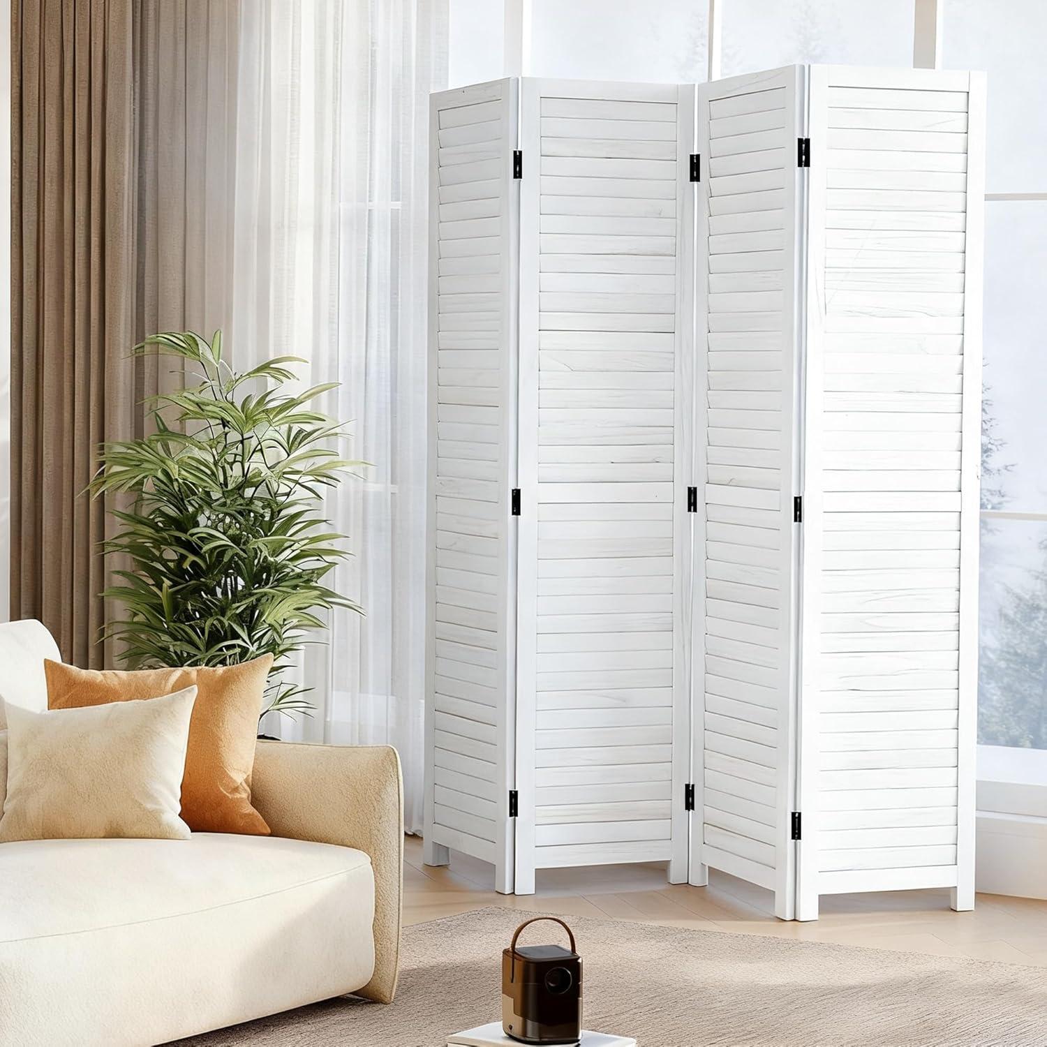 image:image3 Panel Wood Room Divider 43 Ft Tall Privacy Wall Divider 677 x 169 Each Panel Folding Wood Screen for Home Office Bedroom Restaurant BrownCream